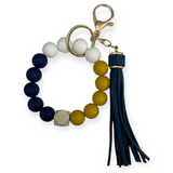 Game Day Wristlet Keychain - Navy & Gold