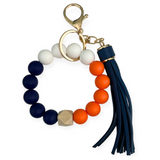 Game Day Wristlet Keychain - Navy & Orange