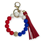 Game Day Wristlet Keychain - Red & Blue