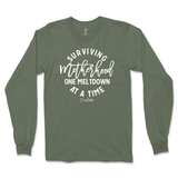 Surviving Motherhood One Meltdown At A Time Long Sleeve T-Shirt