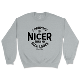 I'm Nicer than my Face Looks Sweatshirt