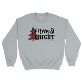 Merry and Bright Buffalo Plaid Tree Christmas Sweatshirt