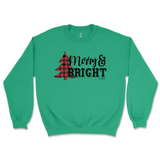 Merry and Bright Buffalo Plaid Tree Christmas Sweatshirt