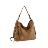 Kaycee Leather Hobo Bag with Braided Side Detail - Brown