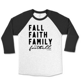 Fall, Faith, Family, Football Raglan