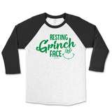 Resting Grinch Face Christmas Raglan