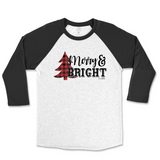 Merry and Bright Buffalo Plaid Tree Christmas Raglan