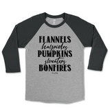 Flannels, Hayrides, Pumpkins, Sweaters, Bonfires Fall Raglan