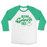 Resting Grinch Face Christmas Raglan