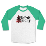 Merry and Bright Buffalo Plaid Tree Christmas Raglan