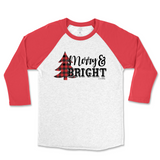 Merry and Bright Buffalo Plaid Tree Christmas Raglan