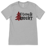 Merry and Bright Buffalo Plaid Tree Christmas T-Shirt