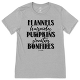 Flannels, Hayrides, Pumpkins, Sweaters, Bonfires Fall T-Shirt