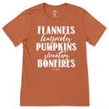 Flannels, Hayrides, Pumpkins, Sweaters, Bonfires Fall T-Shirt