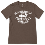 Stressed, Blessed, and Pumpkin Spice Obsessed Fall T-Shirt