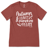 Autumn Leaves and Pumpkins Please Fall T-Shirt