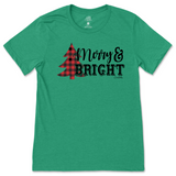 Merry and Bright Buffalo Plaid Tree Christmas T-Shirt