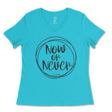 Now Or Never Ladies V-Neck T-Shirt