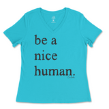 Be A Nice Human Ladies V-Neck T-Shirt