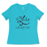 Lake is my Happy Place Ladies V-Neck T-Shirt