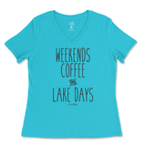 Weekends, Coffee, and Lake Days Ladies V-Neck T-Shirt