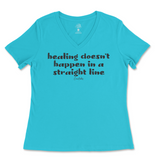 Healing Doesn't Happen In A Straight Line Ladies V-Neck T-Shirt