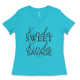 Kinda Sweet Kinda Savage Ladies V-Neck T-Shirt