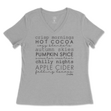 Fall Words Ladies V-Neck T-Shirt