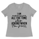 Expensive All The Time Ladies V-Neck T-Shirt