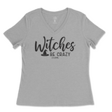 Witches Be Crazy Halloween Ladies V-Neck T-Shirt