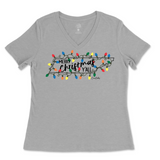 Tennessee Christmas Lights Ladies V-Neck T-Shirt