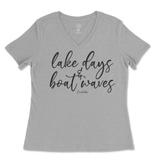 Lake Days and Boat Waves Ladies V-Neck T-Shirt