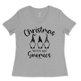 Christmas With My Gnomies Ladies V-Neck T-Shirt