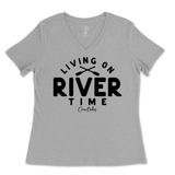 Livin on River Time Ladies V-Neck T-Shirt