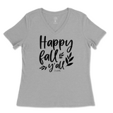 Happy Fall Y'all Ladies V-Neck T-Shirt