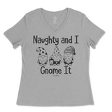 Naughty And I Gnome It Christmas Ladies V-Neck T-Shirt