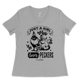 Just A Girl Who Loves Peckers Ladies V-Neck T-Shirt