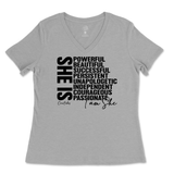 She Is Ladies V-Neck T-Shirt