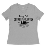 Fresh Cut Christmas Trees Ladies V-Neck T-Shirt - Clarksville, TN