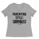 Parenting Style Survivalist Ladies V-Neck T-Shirt