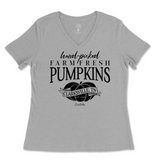 Hand-Picked Farm Fresh Pumpkins Fall Ladies V-Neck T-Shirt - Clarksville, TN