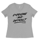 Expensive and Difficult Ladies V-Neck T-Shirt