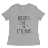 Weekends, Coffee, and Lake Days Ladies V-Neck T-Shirt