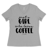 Just A Girl Who Loves Coffee Ladies V-Neck T-Shirt