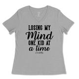 Losing My Mind One Kid At A Time Ladies V-Neck T-Shirt