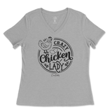 Crazy Chicken Lady Ladies V-Neck T-Shirt