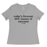 99% Chance Of Sarcasm Ladies V-Neck T-Shirt