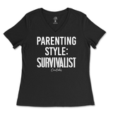 Parenting Style Survivalist Ladies V-Neck T-Shirt