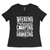 Weekend Forecast Camping with a Chance of Drinking Ladies V-Neck T-Shirt