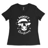 Mooey Christmas Ladies V-Neck T-Shirt